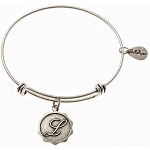 Bella Ryann L Adjustable Expandable Silvertone Wire Bangle Bracelet Initial